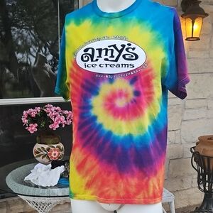 Amy's Ice Creams Austin Texas Vibrant Tie-Dye T-Shirt Large